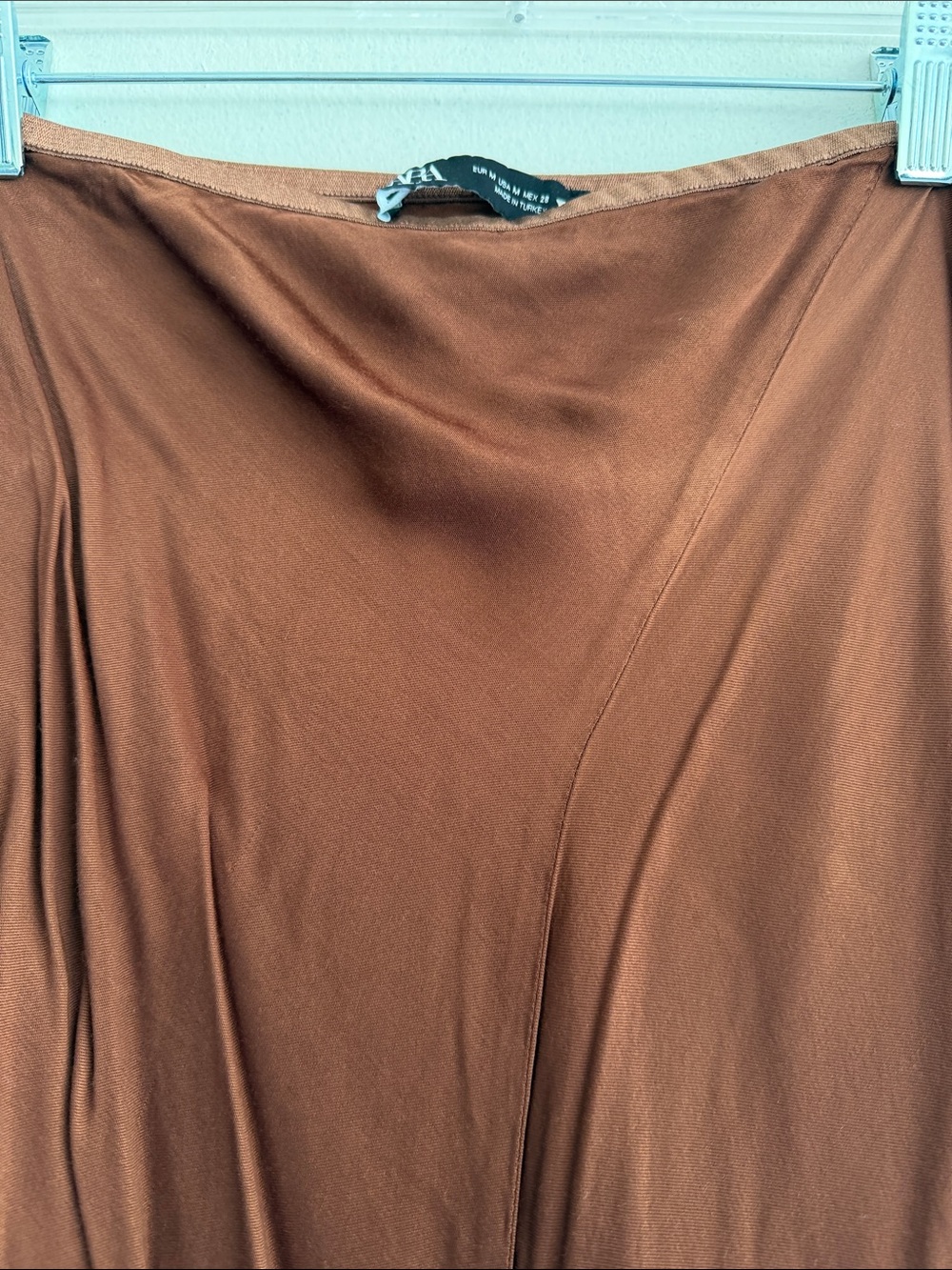 Zara Rust-Brown Satin Slip Skirt - Picture 2 of 4